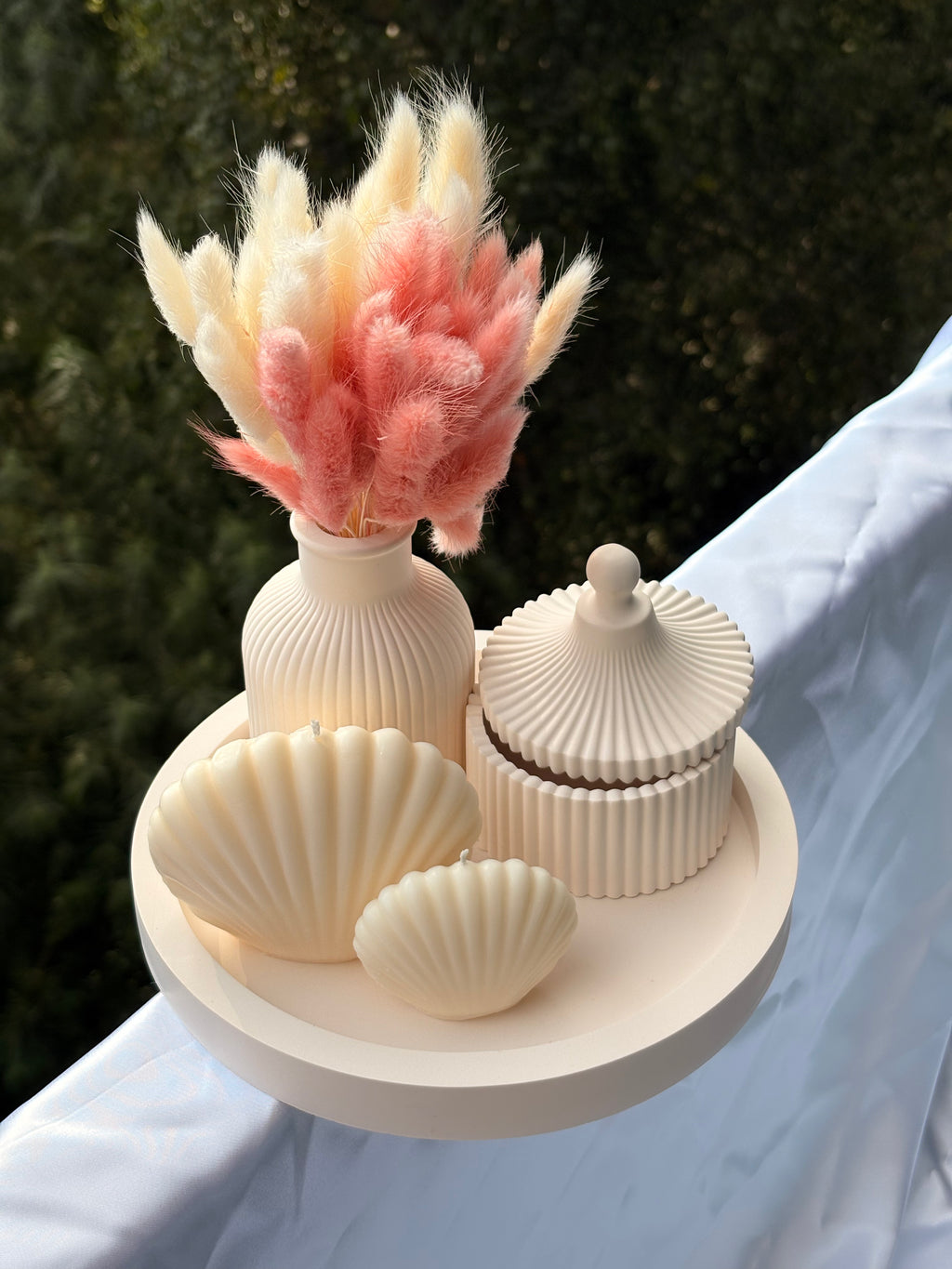 Decoratieve Harmony Set met schelpkaarsen